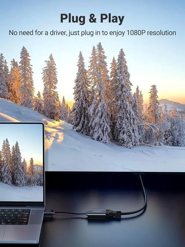 Alt view image 3 of 7 - UGREEN Active HDMI to VGA Adapter with 3.5mm Audio Jack HDMI Male to VGA Female up to 1080P for PC Laptop Ultrabook Raspberry Pi Chromebook Black