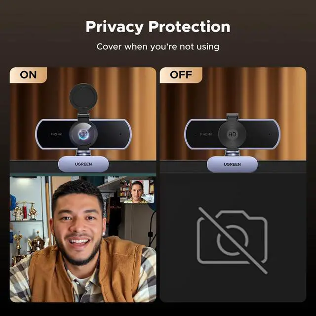 Alt view image 7 of 7 - UGREEN 4K Webcam for PC Ultra HD Web Camera with Microphone, Privacy Cover, 70° Fov, PDAF Autofocus, USB A & USB C Adapter, Plug & Play, for Streaming, Conference, Zoom, Switch 2
