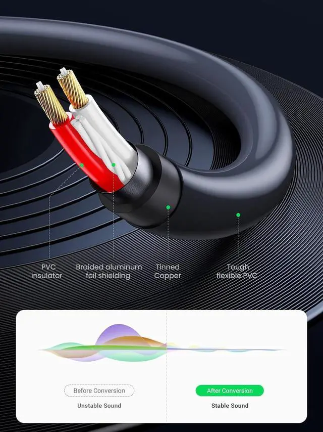 Alt view image 5 of 7 - UGREEN 3.5mm Female to 2 RCA Male Cable Gold Plated Stereo RCA Auxiliary Audio Adapter Flexible Metal Shell Y Splitter Aux Cord Compatible with iPod MP3 DVD DJ Controller Mixer Speaker, 0.65FT