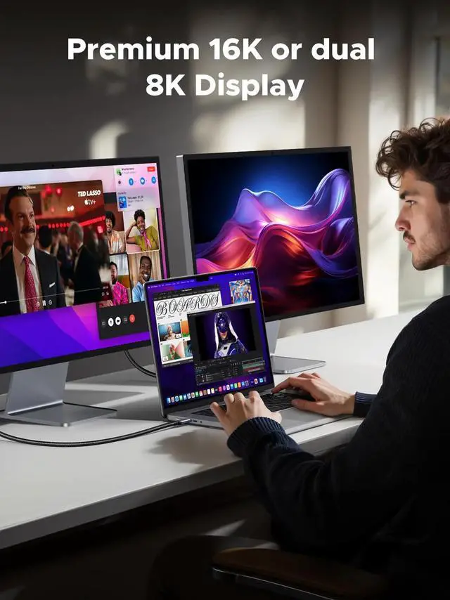 Alt view image 3 of 7 - UGREEN USB4 Cable 240W USB-C to USB-C 3.3ft, 40Gbps Data Transfer & 8K Video Output, PD 3.1 Fast Charging Compatible with MacBook Pro, Thunderbolt 4/3, SSD