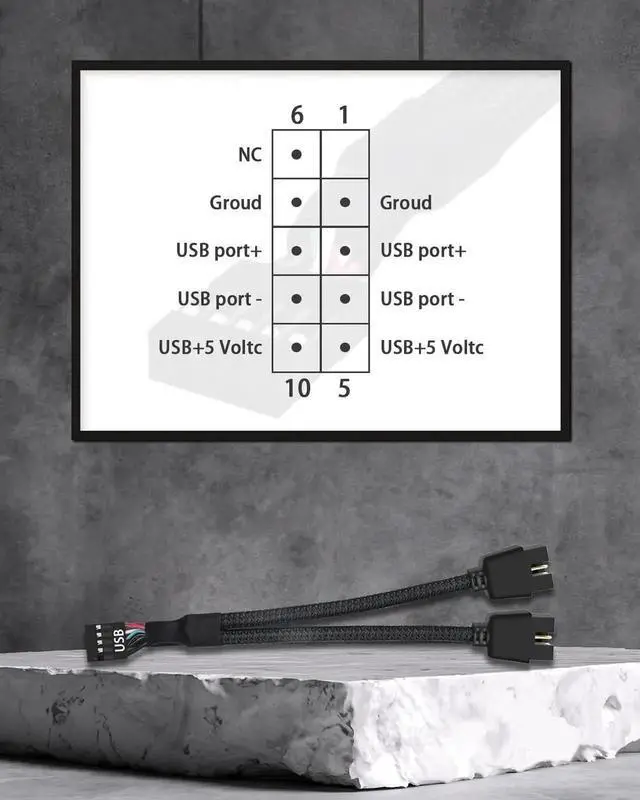 Alt view image 2 of 7 - USB Header Splitter, Motherboard 9 Pin USB 2.0 to Dual 9 Pin Extension Header Cable for PC Computer Internal Motherboard USB Hub (Pack of 2)