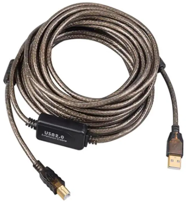 Alt view image 2 of 4 - USB Printer Cable 49.2FT/15M, USB Type A to USB Type B Male to Male Scanner Active USB 2.0 Cord, High Speed for HP, D.ell, etc, Transparent Black