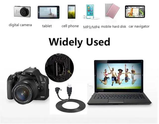 Alt view image 2 of 6 - 90 Degree Mini USB Cable Angle Mini 5pin USB B Male to USB 2.0 Male Data Sync Charging Extension Cable for GPS Dash Cam Black Up Angle 4.9FT