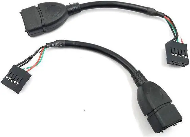 Alt view image 3 of 6 - USB Header to USB Cable,Motherboard USB 2.0 Adapter Cable, USB 2.0 Type A Female to Dupont 9 Pin Female Header Motherboard Cable Cord (2-Pack 0.1M)