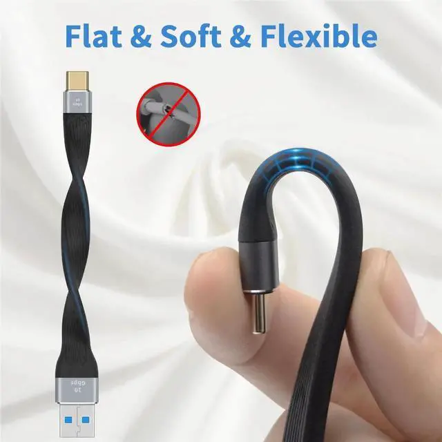 Alt view image 6 of 7 - Short USB C Cable 6Inch, Type C Male to Type A Male Adapter Cable, 10Gbps USB C Fast Charging Cord Short for MacBook, Laptop, Dock Station