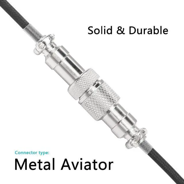 Alt view image 5 of 7 - Coiled Keyboard Cable for Gaming Keyboard, Coiled Aviator Keyboard Cables Type-C to USB A Cable with Detachable Aviator Connector, Double-Sleeved Mechanical Keyboard Wire (Black)