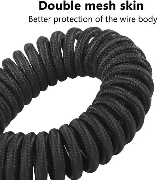 Alt view image 7 of 7 - Coiled Keyboard Cable for Gaming Keyboard, Coiled Aviator Keyboard Cables Type-C to USB A Cable with Detachable Aviator Connector, Double-Sleeved Mechanical Keyboard Wire (Black)