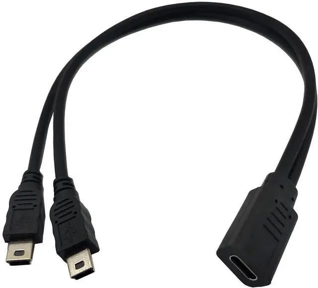 Alt view image 5 of 6 - USB C Splitter Charge Cable,1 Feet USB Type C Female to 2 Dual Mini USB 5pin Male Y Splitter Conversion Charging Cable(Only for Charging)