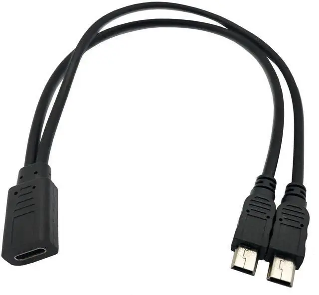 Alt view image 3 of 6 - USB C Splitter Charge Cable,1 Feet USB Type C Female to 2 Dual Mini USB 5pin Male Y Splitter Conversion Charging Cable(Only for Charging)