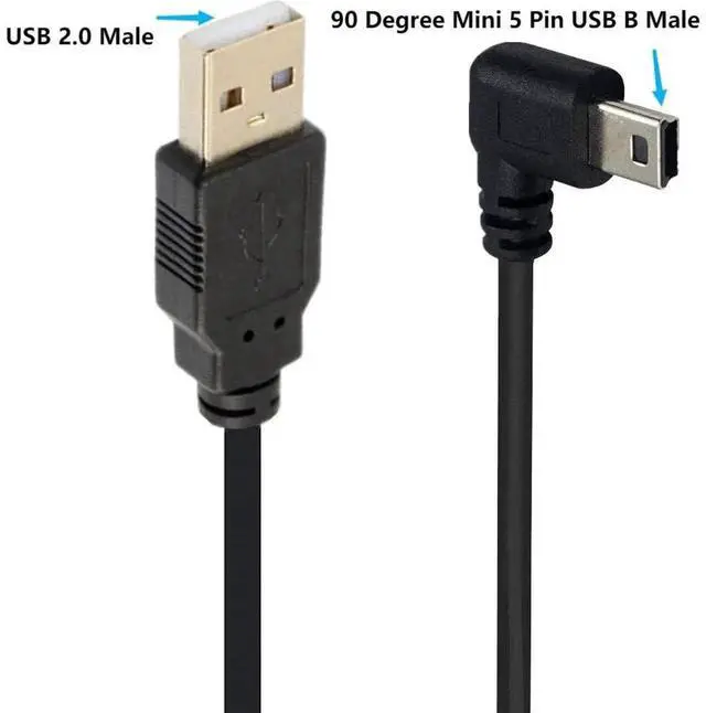Alt view image 6 of 6 - 90 Degree Mini USB Cable Angle Mini 5pin USB B Male to USB 2.0 Male Data Sync Charging Extension Cable for GPS Dash Cam Black Right Angle 4.9FT