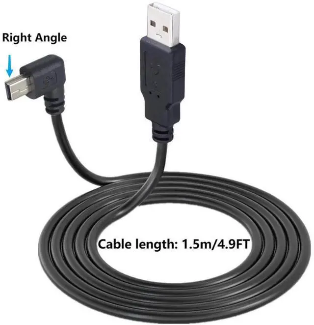 Alt view image 3 of 6 - 90 Degree Mini USB Cable Angle Mini 5pin USB B Male to USB 2.0 Male Data Sync Charging Extension Cable for GPS Dash Cam Black Right Angle 4.9FT