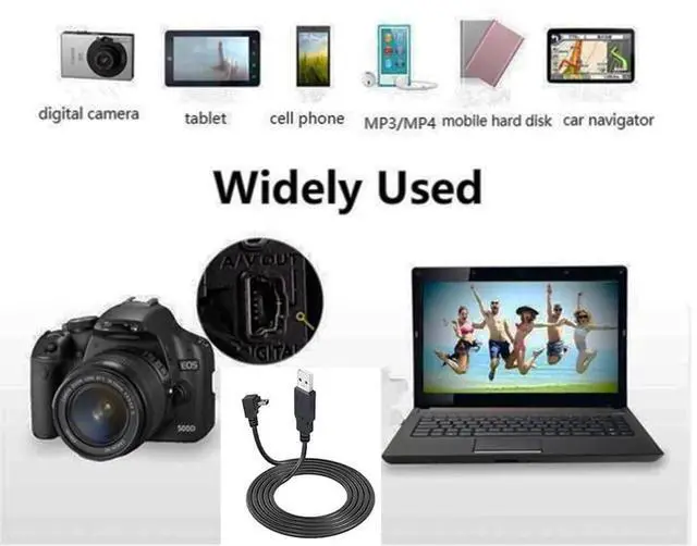 Alt view image 2 of 6 - 90 Degree Mini USB Cable Angle Mini 5pin USB B Male to USB 2.0 Male Data Sync Charging Extension Cable for GPS Dash Cam Black Down Angle 4.9FT