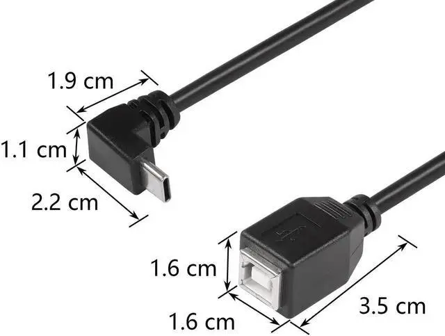 Alt view image 5 of 7 - USB C Printer Cable, USB C to USB B Printer Cable, USB B 2.0 Female to USB C Male 90 Degree Printer Cable for Printers,Scanner,MIDI Controller DJ Controller(- 0.3M)