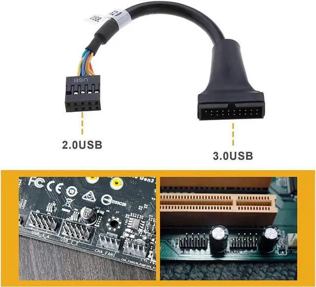 Alt view image 2 of 6 - USB 3.0 19 Pin Male to USB 2.0 9 Pin Female Motherboard Cable Adapter ale/Female Housing Converter (19Pin Male to 9Pin Female)