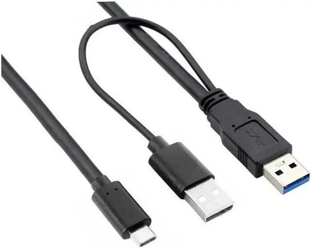 Main image of Type-C USB-C to USB 3.0 Male & USB 2.0 Dual Power Data Y Cable for Laptop & Hard Disk 60cm