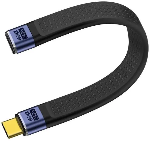 Main image of USB C Extension Cable 40Gbps Flat USB C Extension Cable 240W 48V 5A Support Audio & Video 8K@60Hz, for Phones, Laptops, PC (Straight, 13 cm)