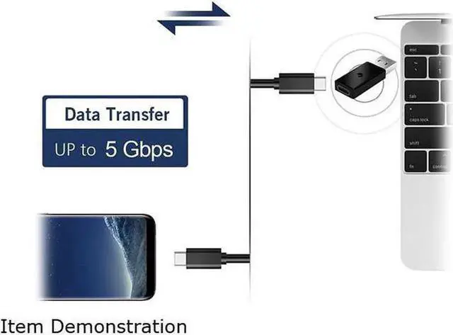 Alt view image 4 of 6 - USB C adapter 3.0 Male to USB 3.1, Type C Female to usb Male Adapter Port for Laptop Phone Black 1Pack