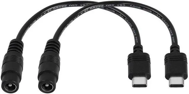 Main image of 5V DC 5.5 2.1mm Female to USB Type C Adapter Cable Connector Power Extension Charge Cable for Laptop mobilephones 18.2cm-2 Pack