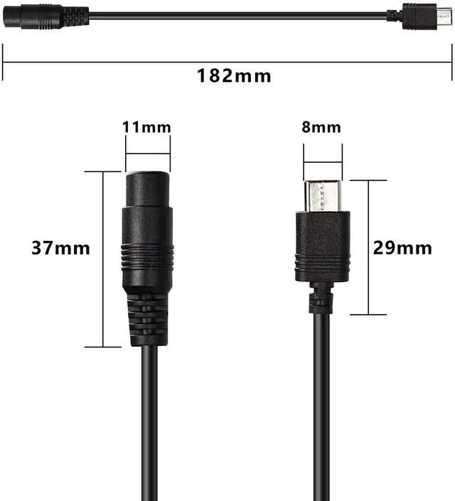 Alt view image 4 of 6 - 5V DC 5.5 2.1mm Female to USB Type C Adapter Cable Connector Power Extension Charge Cable for Laptop mobilephones 18.2cm-2 Pack
