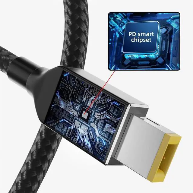 Alt view image 4 of 7 - 135W Type-C USB-C Cable to DC Rectangle 11.0 * 4.5mm Power PD Charge Cable for Thinkpad X1 Legion Y7000P Laptop DC20V 6.25A