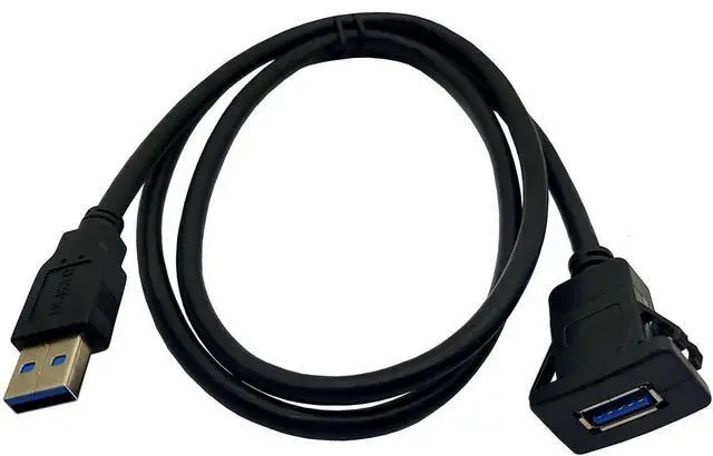 Alt view image 2 of 5 - Square USB 3.0 Flush Mount Cable, USB 3.0 Male to Female Flush Panel Mount Extension Cable for Car, Boat and Motorcycle Dashboard 1M/3ft