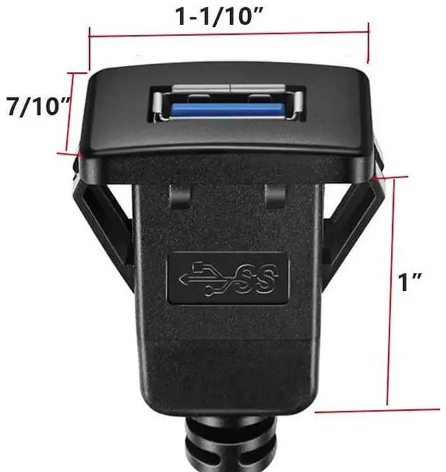 Alt view image 5 of 5 - Square USB 3.0 Flush Mount Cable, USB 3.0 Male to Female Flush Panel Mount Extension Cable for Car, Boat and Motorcycle Dashboard 1M/3ft