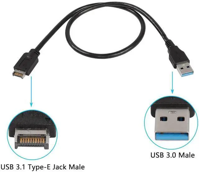 Alt view image 6 of 6 - USB 3.1 Type E to USB 3.0 A Extension Cable, USB 3.1 Front Panel Type E to USB A 3.0 Conversion Cable, Type E 3.1 Male Extension Cable for Computer 0.5M (USB to Type-E)