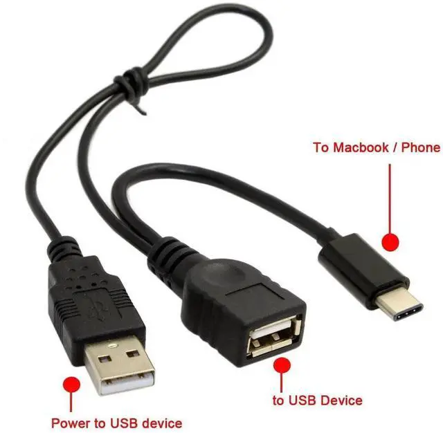 Alt view image 5 of 6 - USB-C Type-C USB 3.1 Host to USB 2.0 Female OTG Data Cable with Extral Power Compatible for Cell Phone Air Pro