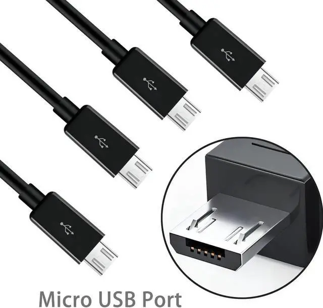 Alt view image 5 of 7 - 4-in-1 USB 2.0 A Male to Micro USB Male Charging Cord, Multi USB Data Sync Adapter, Splitter Cable (Black-0.5m-4 Micro)