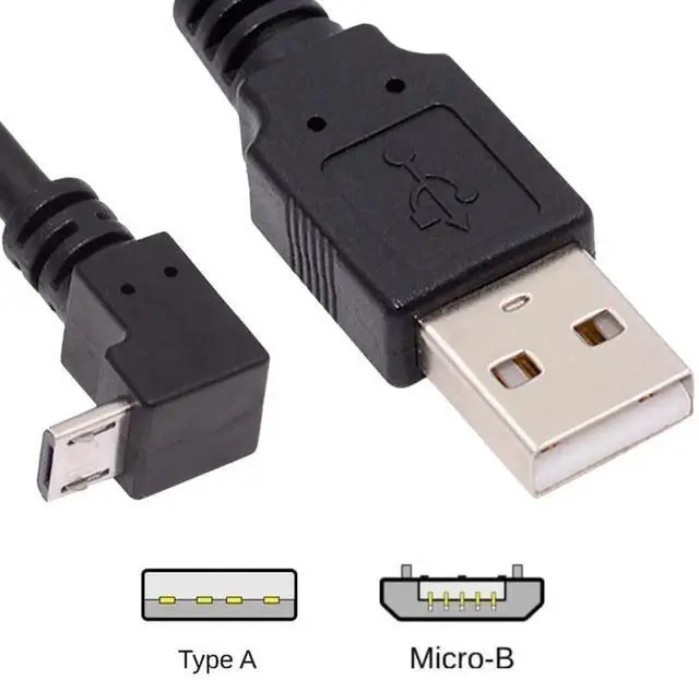 Alt view image 5 of 7 - Down Angled 90 Degree Micro USB 2.0 Type 5Pin to USB 2.0 Type-A Data Charge Cable 480Mbps Data for Phone Tablet Computer Camera (25cm)