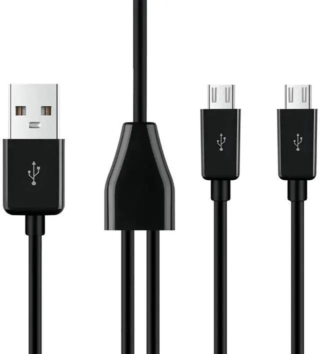Alt view image 6 of 7 - 2 in 1 USB A to Dual Micro USB Charging & Sync Adapter Cable - 0.2m, Black