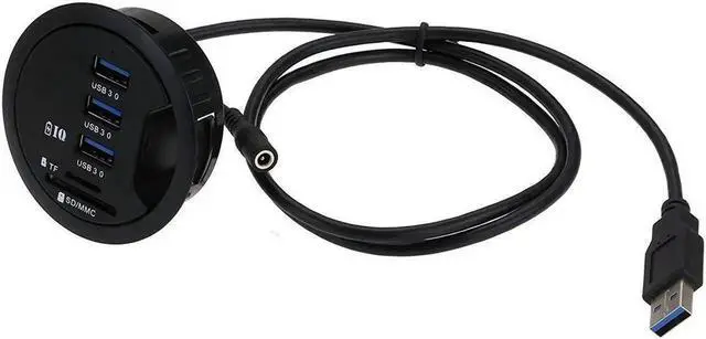 Alt view image 6 of 6 - 2.5" Grommet Hole - In Desk - USB 3.1 Gen I 3 Port Hub/ BC 1.2 USB Charger with SD Card Reader