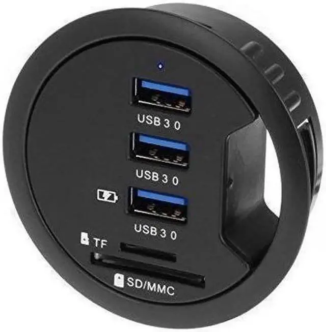 Alt view image 5 of 6 - 2.5" Grommet Hole - In Desk - USB 3.1 Gen I 3 Port Hub/ BC 1.2 USB Charger with SD Card Reader