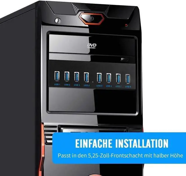 Alt view image 5 of 7 - Front Panel USB 3.0 Hub 8 Port,19 Pin to 8 Port USB 3.0 Hub for PC, USB Flash Drives, Transfer Speed up to 5 Gbps, Fits Any 5.25 Computer Case Front Bay