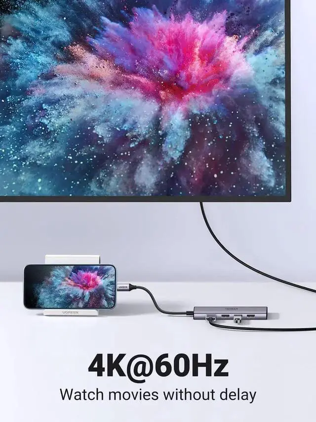 Alt view image 4 of 7 - UGREEN USB C Hub 4K@60Hz, 6-in-1 USB C to USB Adapter with 3 USB 3.0 Ports, SD/TF Card Reader, USB C to HDMI Adapter Multiport Dongle Type C Adapter for Laptop Tablet iPad MacBook Pro Air Dell Samsung