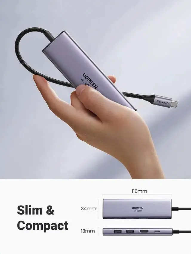 Alt view image 6 of 7 - UGREEN USB C Hub 4K@60Hz, 6-in-1 USB C to USB Adapter with 3 USB 3.0 Ports, SD/TF Card Reader, USB C to HDMI Adapter Multiport Dongle Type C Adapter for Laptop Tablet iPad MacBook Pro Air Dell Samsung