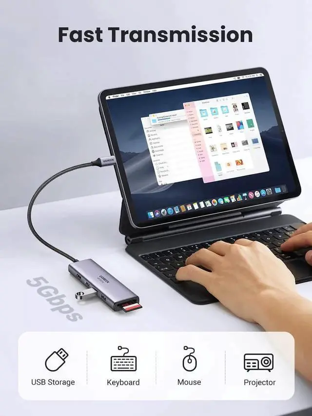 Alt view image 5 of 7 - UGREEN USB C Hub 4K@60Hz, 6-in-1 USB C to USB Adapter with 3 USB 3.0 Ports, SD/TF Card Reader, USB C to HDMI Adapter Multiport Dongle Type C Adapter for Laptop Tablet iPad MacBook Pro Air Dell Samsung