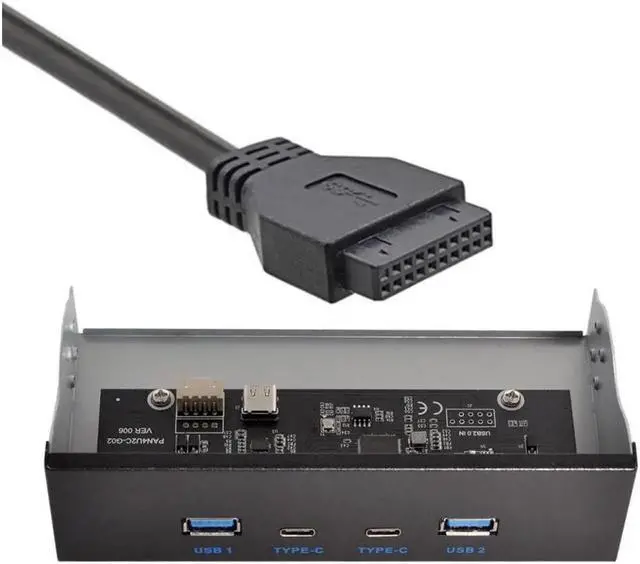 Main image of USB-C & USB 3.0 HUB 4 Ports Front Panel to Motherboard 20Pin Connector Cable for 5.25" CD-ROM Bay