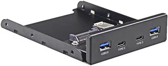 Alt view image 3 of 4 - Dual 5Gb/s USB 3.1 Type-C & USB 3.0 Computer 3.5 inch Floppy Bay Front Panel 4 Ports USB Hub, USB3 19Pin to 2x USB 3.0 USB-C + 2x Type A Splitter Adapter