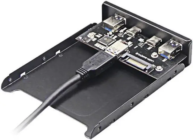 Alt view image 4 of 4 - Dual 5Gb/s USB 3.1 Type-C & USB 3.0 Computer 3.5 inch Floppy Bay Front Panel 4 Ports USB Hub, USB3 19Pin to 2x USB 3.0 USB-C + 2x Type A Splitter Adapter