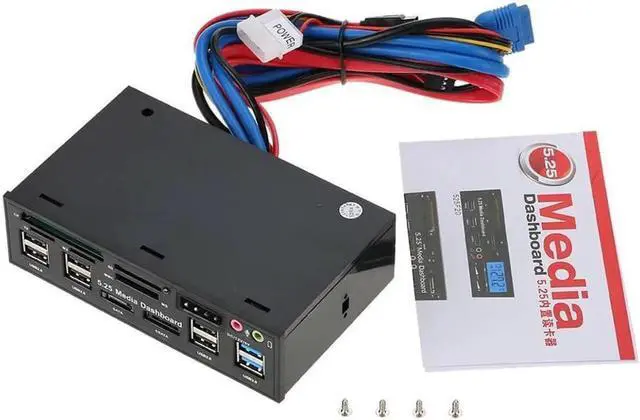 Alt view image 6 of 6 - Multi-Function USB 3.0 Hub eSATA SATA Port Internal Card Reader PC Dashboard Media Front Panel Audio for SD MS CF TF M2 MMC Memory Cards Fits 5.25" Bay