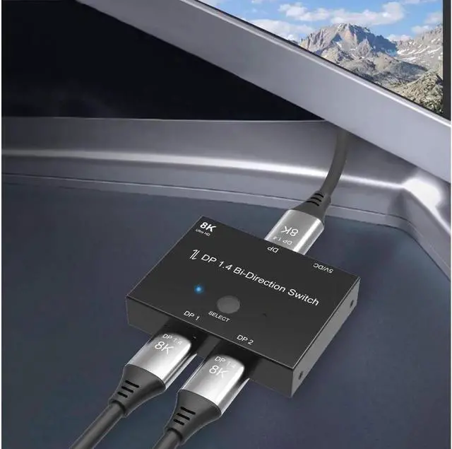 Main image of DisplayPort Switch Bidirectional DisplayPort 1.4 KVM Splitter 2 Input 1 Output - Supports 8K 4K 3D 1080P HD Manual DP Switcher for PC Host Monitor etc
