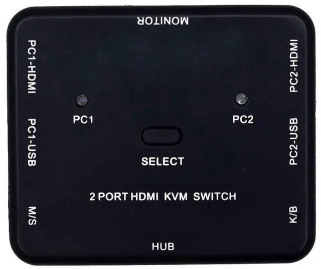 Alt view image 4 of 5 - 2 Port HDMI Switcher 2 Port USB KVM Switch 2 in 1 Out HD Switch USB Keyboard Mouse Sharing Device for Computer, PC, Laptop, Desktop, Monitor, Printer, Keyboard, Mouse Control