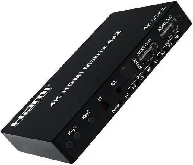 Alt view image 2 of 6 - 4K HDMI True Matrix Switcher 4x2 2x4 2x2 Matrix HDMI Switch Splitter 2 In 4 Out with Optical & R/L Audio Extractor Dolby HDCP2.2