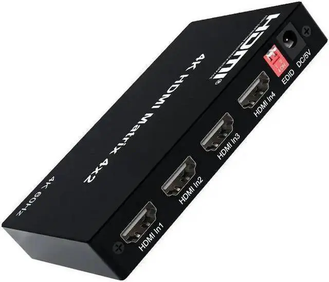 Main image of 4K HDMI True Matrix Switcher 4x2 2x4 2x2 Matrix HDMI Switch Splitter 2 In 4 Out with Optical & R/L Audio Extractor Dolby HDCP2.2