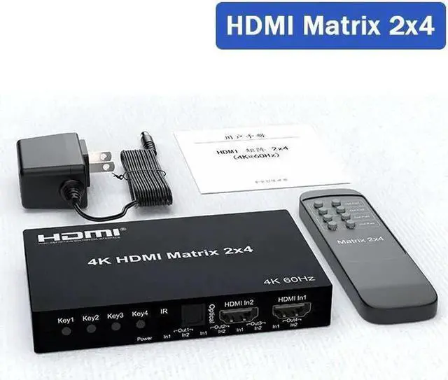 Alt view image 5 of 6 - 4K HDMI True Matrix Switcher 4x2 2x4 2x2 Matrix HDMI Switch Splitter 2 In 4 Out with Optical & R/L Audio Extractor Dolby HDCP2.2