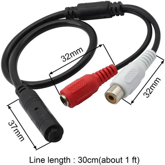 Alt view image 3 of 5 - High Sensitive Microphone, Mini Audio Pickup for CCTV Security Camera, with Power Cord and Audio Cable