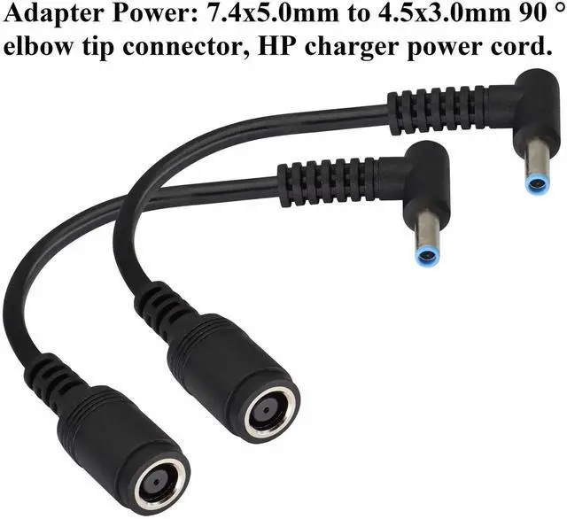 Alt view image 2 of 6 - 90 Degree Tip Laptop Power Cable DC 7.4mm x 5.0mm Female to 4.5mm x3.0mm Male Charging Connector DC Power Converter Cable DC Jack for HP Notebook Adapter Replacement Power Cord(15cm/2Pack)