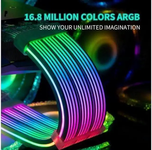 Alt view image 6 of 7 - RGB PC Cables,Strimmer 3x8 pin Extension Cable,PC Graphic Card Power Supply,5V 3Pin Sync ARGB PSU Cable