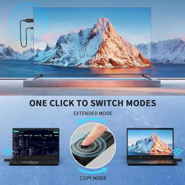 Alt view image 2 of 7 - Wireless HDMI Transmitter and Receiver with Adapter 4K, Wireless HDMI Extender 1080P HDMI Wireless Kit, Plug & Play, Support 2.4/5GHz for Streaming Video and Audio to Monitor from Laptop/Pc/Tv Box